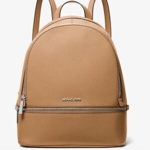 Michael Kors Rhea Medium Pebbled Leather Backpack Peanut